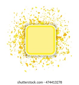 Vector Yellow Confetti Banner Isolated on White Background. Set of Particles.