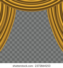 Vector yellow curtains with transparent background.