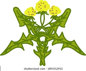 imagen de flor de diente de león amarillo vectorial. icono de flor amarillo y verde