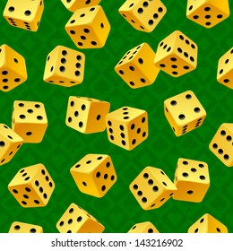 Vector yellow dice seamless background