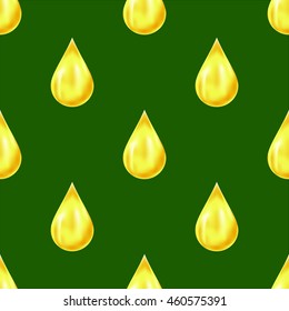 Vector Yellow Drops Isolated on Yellow Background. Seamless Pattern