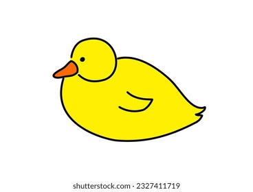 vector of yellow duck. Contour isolated pictogram on white background
