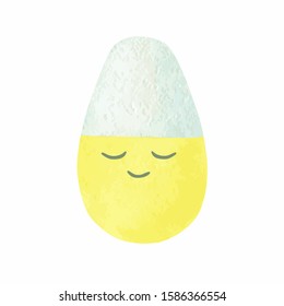 Vector yellow Easter egg with cartoon face