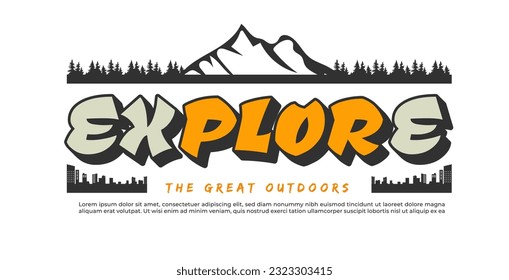 Vector yellow Explore the world tshirt design with text effect