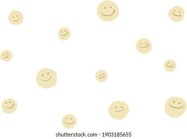 Vector of yellow feel good faces white background. The hapiness and positive energy concept, can be used for artwork, card, backdrop, postcard, wallpaper.