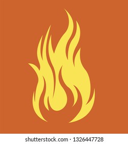 Vector yellow fireball on blue background. Fireball Icon.