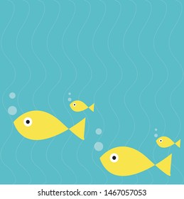 vector yellow fish pattern on blue background