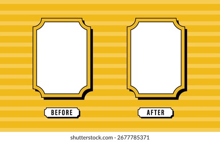 Vector Yellow Flat Design Before And After Frame Template Design