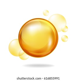 Vector yellow floating bubbles on white background