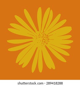 Vector Yellow flower on an orange background.