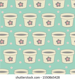Vector yellow flower pot seamless pattern background. Perfect for fabric, scrapbooking, wallpaper projects.
