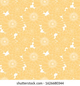 Vector yellow flowers garden seamless pattern background