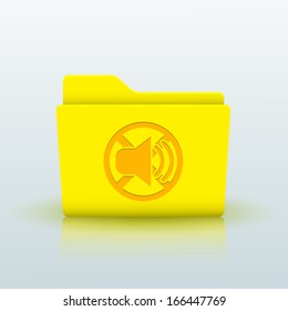 Vector yellow folder on blue background. Eps10