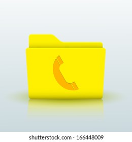 Vector yellow folder on blue background. Eps10