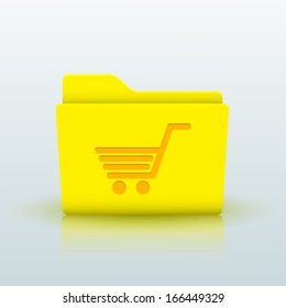 Vector yellow folder on blue background. Eps10