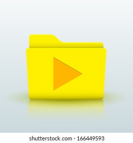 Vector yellow folder on blue background. Eps10