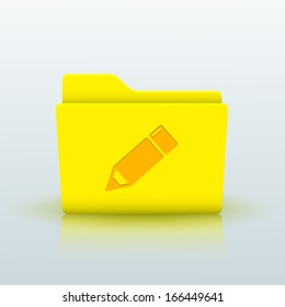 Vector yellow folder on blue background. Eps10