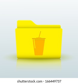 Vector yellow folder on blue background. Eps10