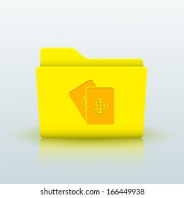 Vector yellow folder on blue background. Eps10
