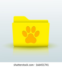 Vector yellow folder on blue background. Eps10