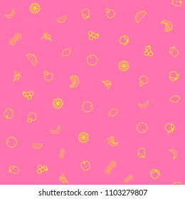 Vector yellow fruits pattern. Fruits seamless on pink background