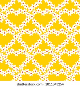 Flores de margarita amarilla vectorial que repiten el patrón con el centro naranja. Adecuado para textiles, envolvimiento de regalo y papel pintado.