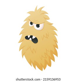 Vector yellow funny monster isolated on white.