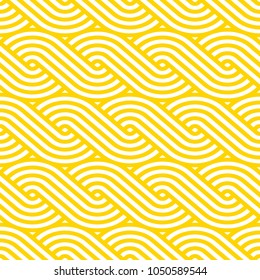 Vector yellow geometric pattern. Seamless braided pattern.