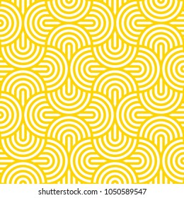 Vector yellow geometric pattern. Seamless pattern with rounded shapes.