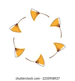 Vector yellow ginkgo leaves frame. Design for creating invitations, posters, cards.