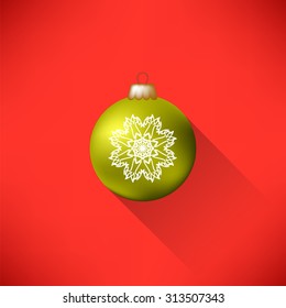 Vector Yellow Glass Ball Isolated on Red Background