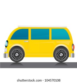 vector yellow glossy car icon. toy car. kids background.