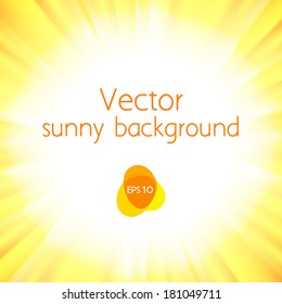 Vector yellow glowing background with sun rays