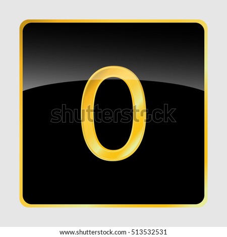Vector yellow gold number on a glass button. Icon design