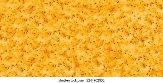 Vector yellow grainy food texture. Realistic bun background. Bakery isolated surface. Crunch bun shape. Top side dough illustration. Toast bread structure. Stone tile pattern. Sand background