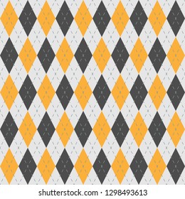 Vector yellow gray geometric diamonds seamless pattern
