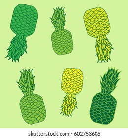 Vector yellow green background with pineapple