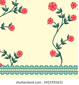 Fondo de la flor verde del vector amarillo editable