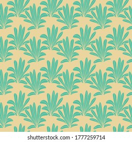 Vector yellow green leaves, palms seamless pattern