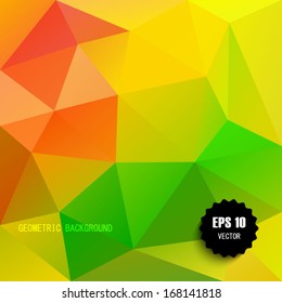 Vector yellow / green modern geometric background. Abstract background for design - vector illustration EPS10. Retro pattern of geometric shapes.