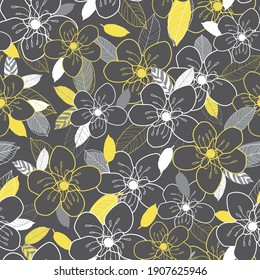 Flores grises amarillas vectoriales