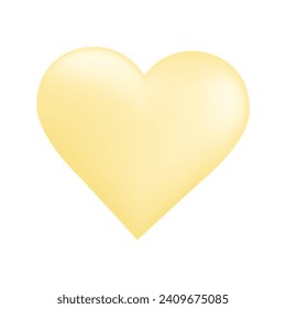 Vector yellow heart icon isolated item on white background.