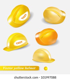 vector yellow helmet set.  isolated object