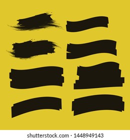Vector yellow highlighter brush lines. Brush pen underline. Yellow watercolor hand drawn highlight
