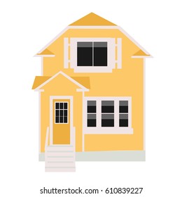 Vector yellow house. An isolated object.
