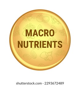 Vector yellow icon or symbol of macro nutrients or macronutrients isolated on white background. carbs or carbohydrates, proteins, and fats needed in large quantities, they provide the body with energy