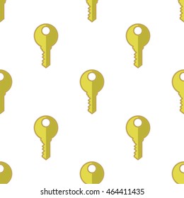 Vector Yellow Keys Isolated on White Background. Seamless Gold Key Pattern
