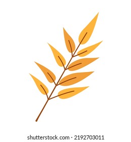 Vektorgelbes Blatt. Herbstblatt schneiden. Zweig mit goldenen Blättern. Herbst.