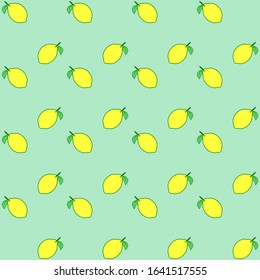 Vector Yellow Lemon Citrus Fruit Seamless Pattern Background