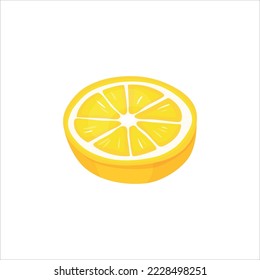vector yellow lemon fruit slice on white background